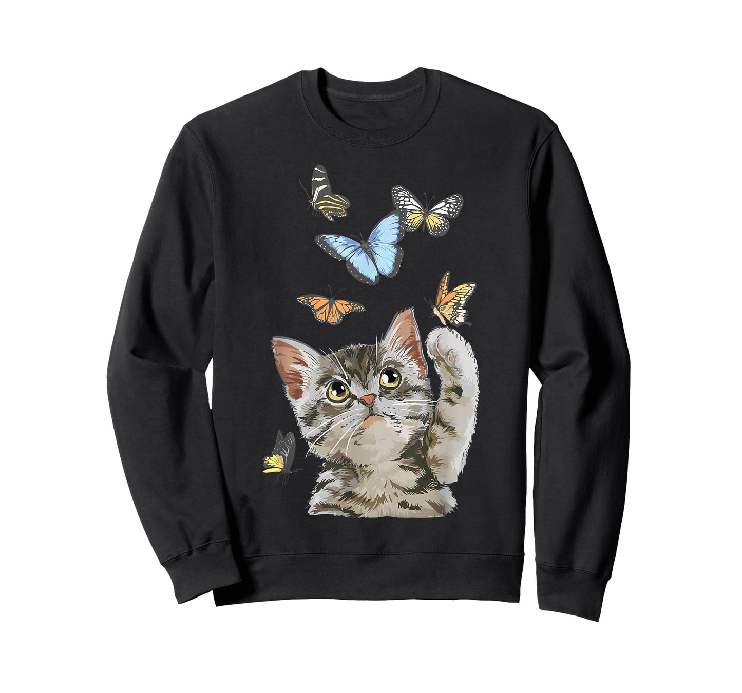 cute Kitty cat playing butterflies for lover cats kitten T-Shirt