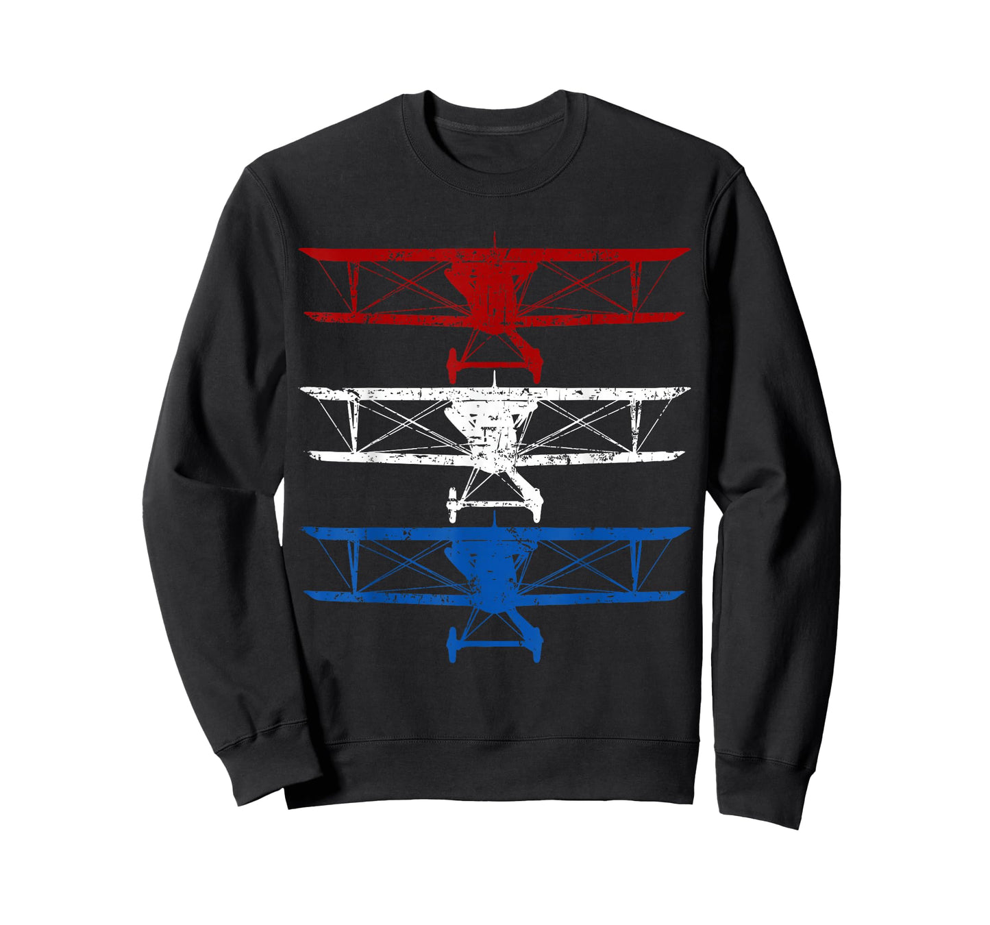 Retro Biplane American Flag 4th Of July Airplane Aviation T-Shirt