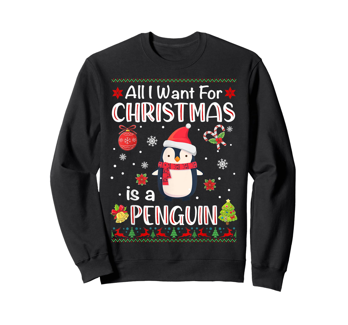 All I Want Is A Penguin For Christmas Ugly Xmas Pajamas T-Shirt
