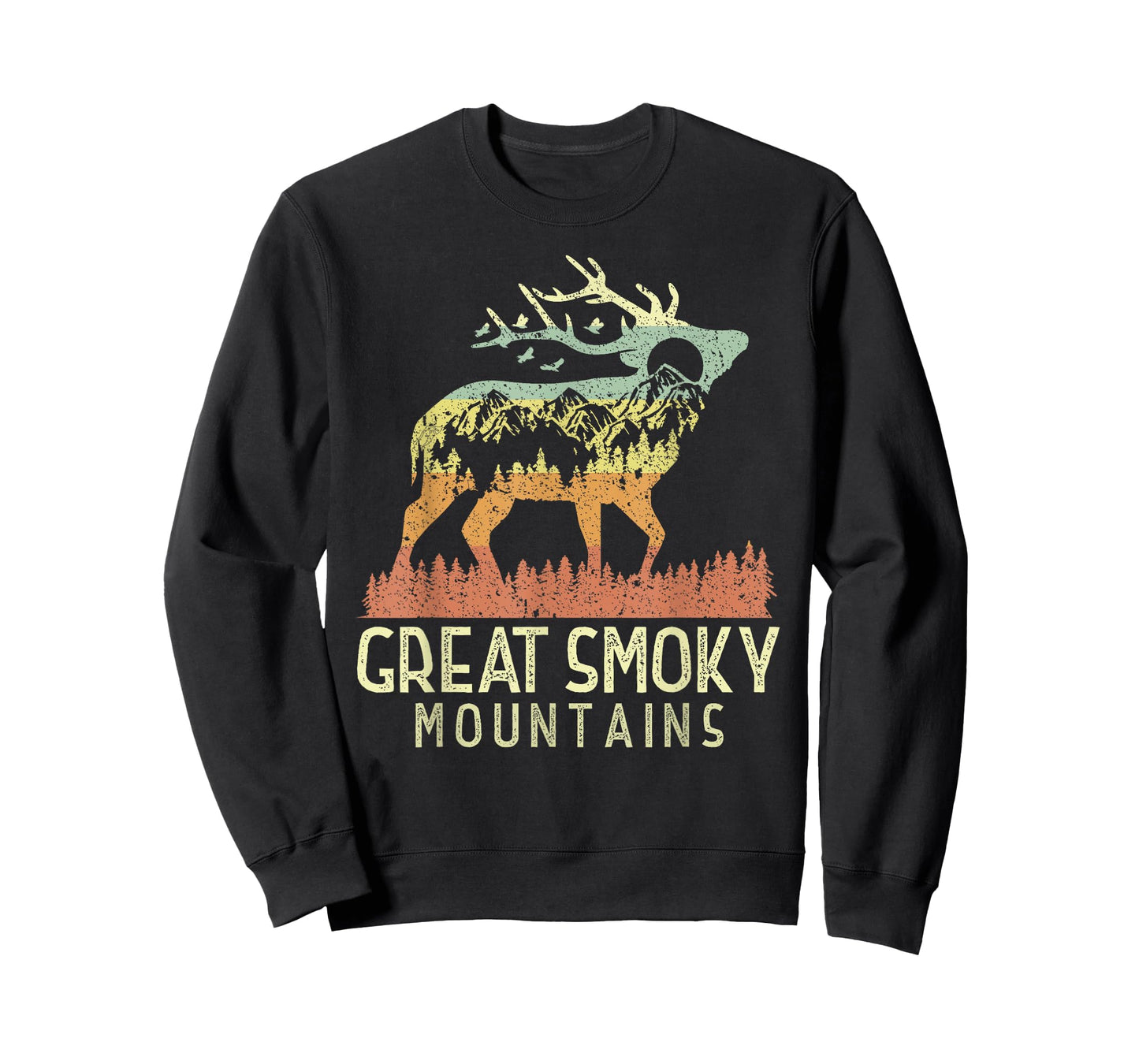 Great Smoky Mountains National Park Retro Mountain Elk Gift T-Shirt
