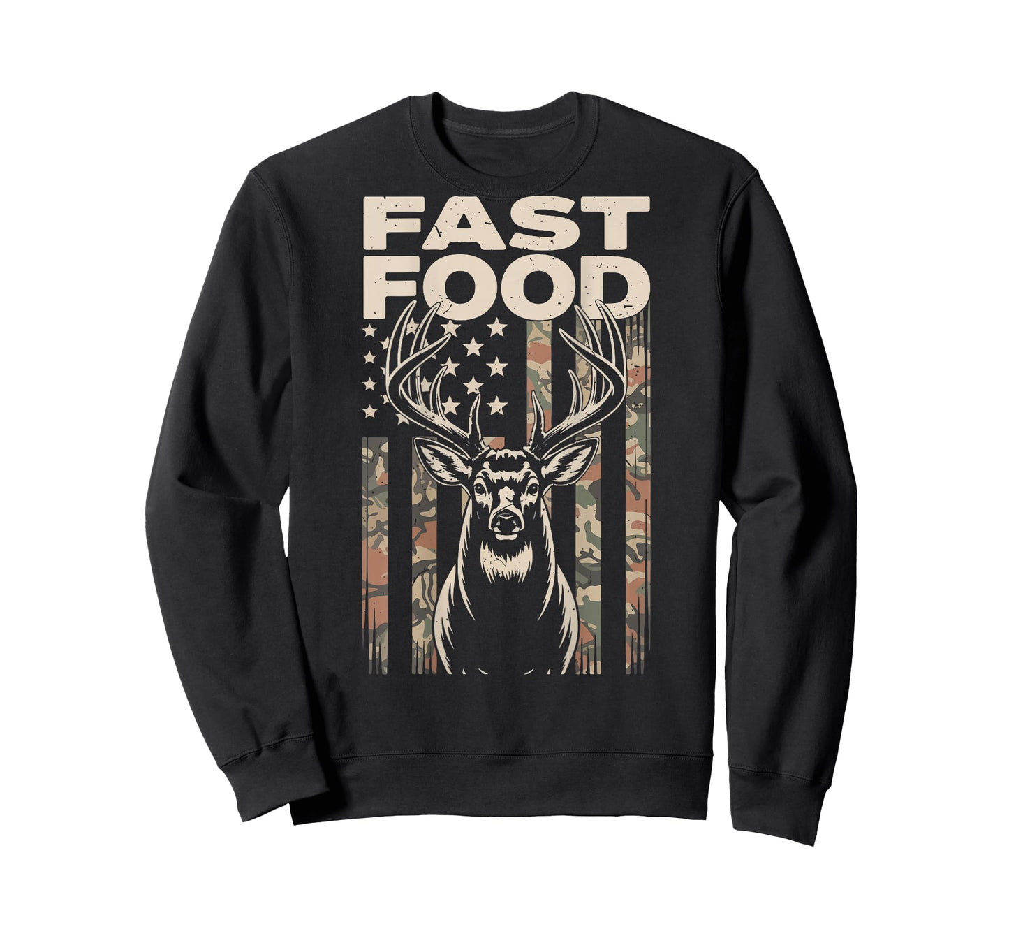 Men Camo Deer Hunting Funny Dad Jokes Fast Food Hunter Youth T-Shirt
