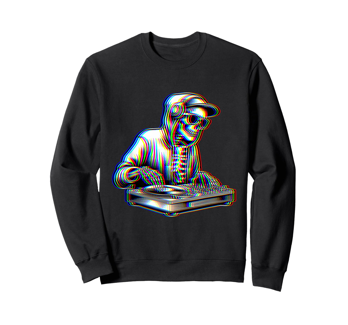 Trippy Skeleton Dj Optical Illusion EDM Rave Festival Music T-Shirt