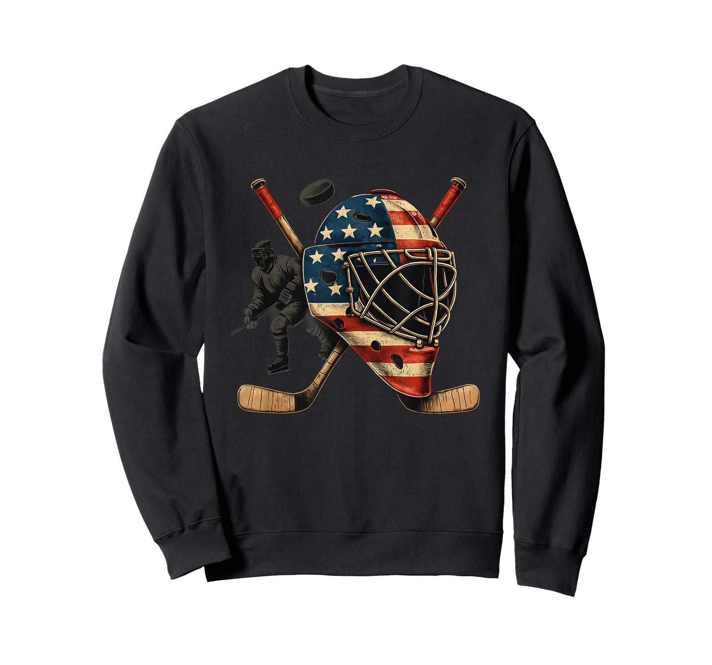 USA Goalie Helmet Ice Hockey Shirt 4th of July Sportswear T-Shirt