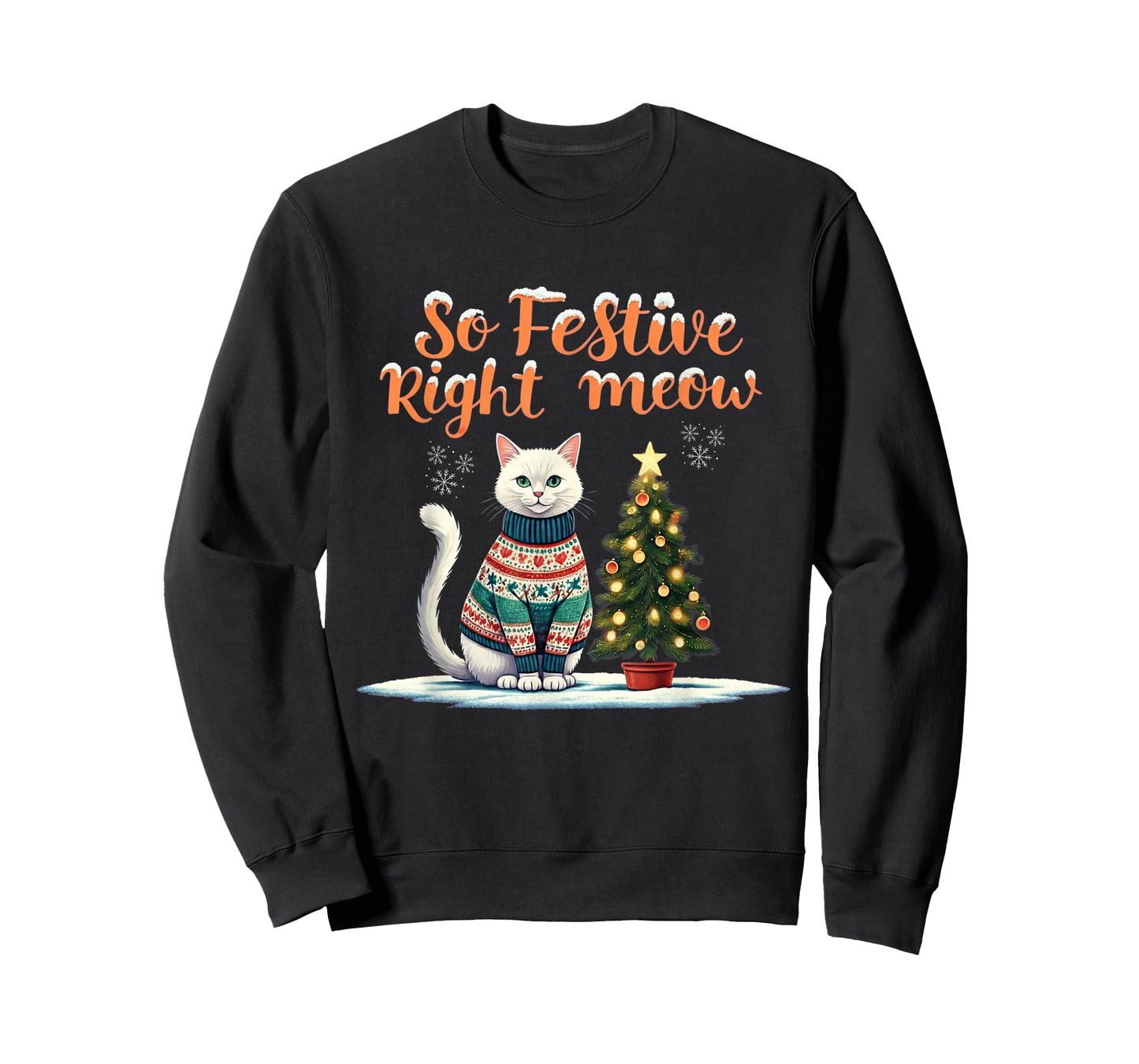 So Festive Right Meow Funny Cat Christmas Santa Holiday T-Shirt