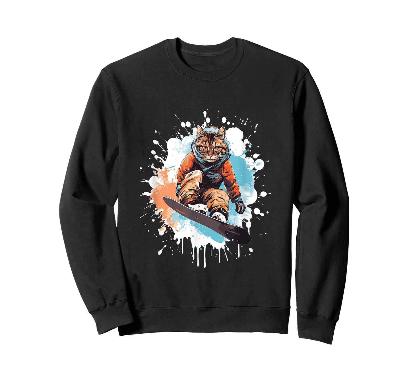 Cat Snowboarding Animal Snowboard Funny T-Shirt for Men Women Girls Kids