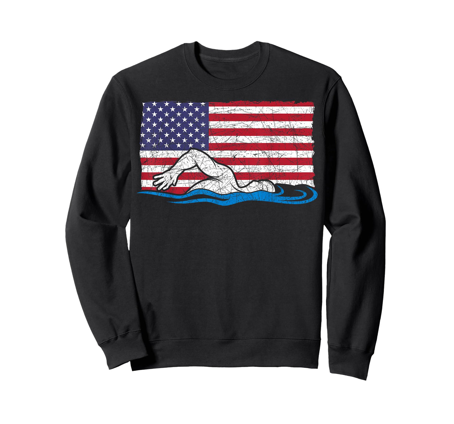 Swimming Sport Swim Practice Swimmer USA Flag Swimming T-Shirt for Women Kids Men