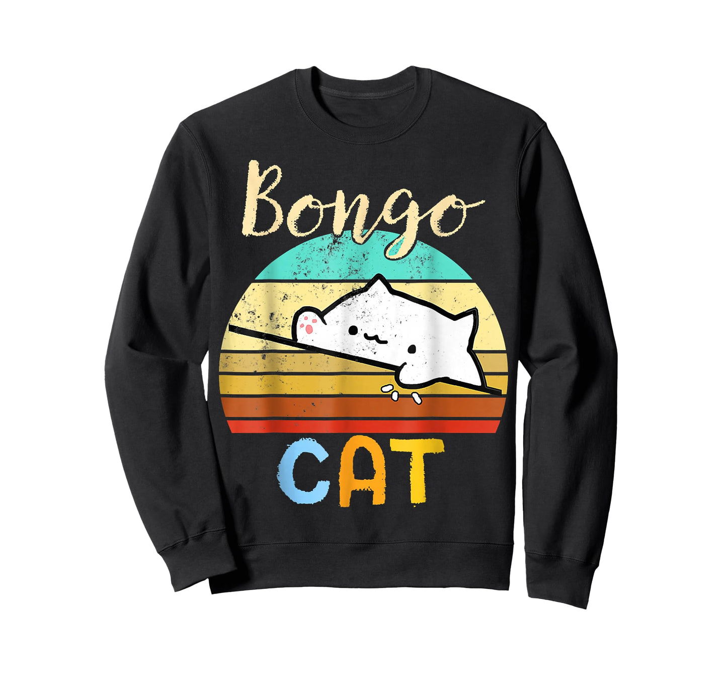 vintage sunset Bongo Cat cute Gamer meme gift T-Shirt