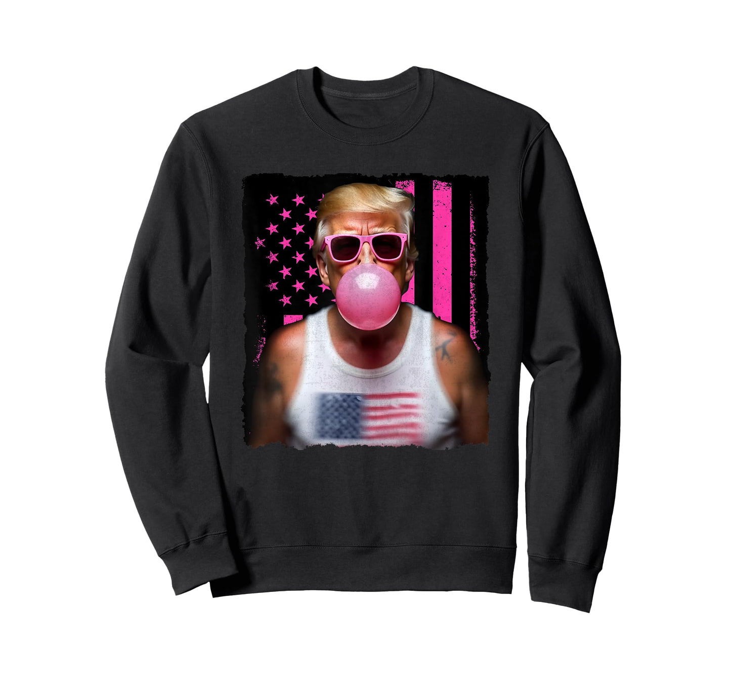 Trump Bubble Gum Pink Sunglasses USA Flag Funny T-Shirt