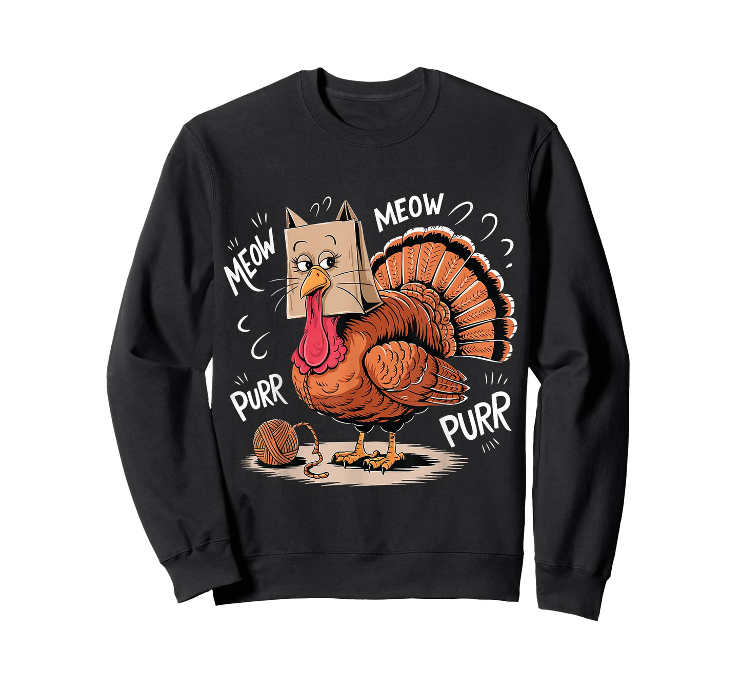 Thanksgiving Turkey Meow I'm a Cat Funny Thanksgiving T-Shirt