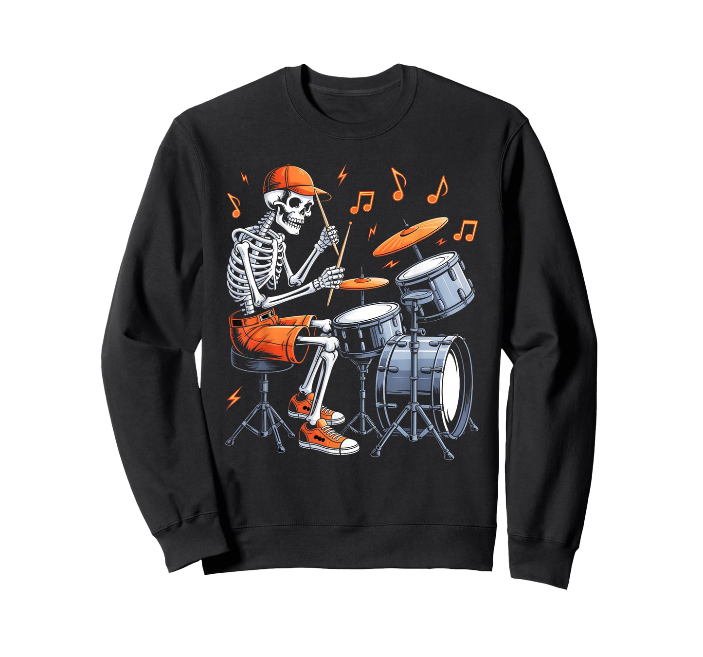 Skeleton Drums Funny Drummer Men Boys Kids Halloween Costume T-Shirt