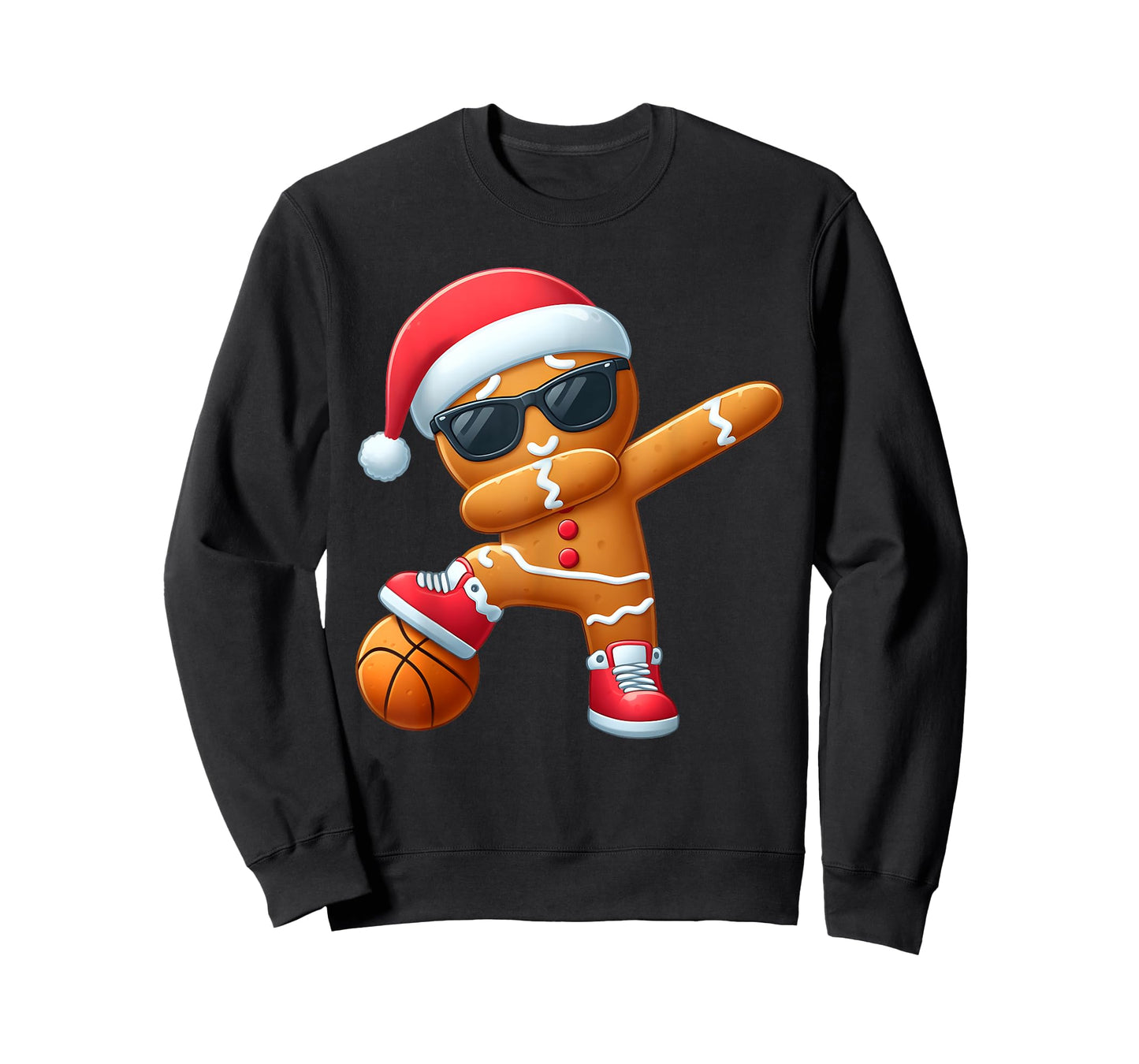 Christmas Dabbing Gingerbread Santa Hat Basketball Pajama T-Shirt