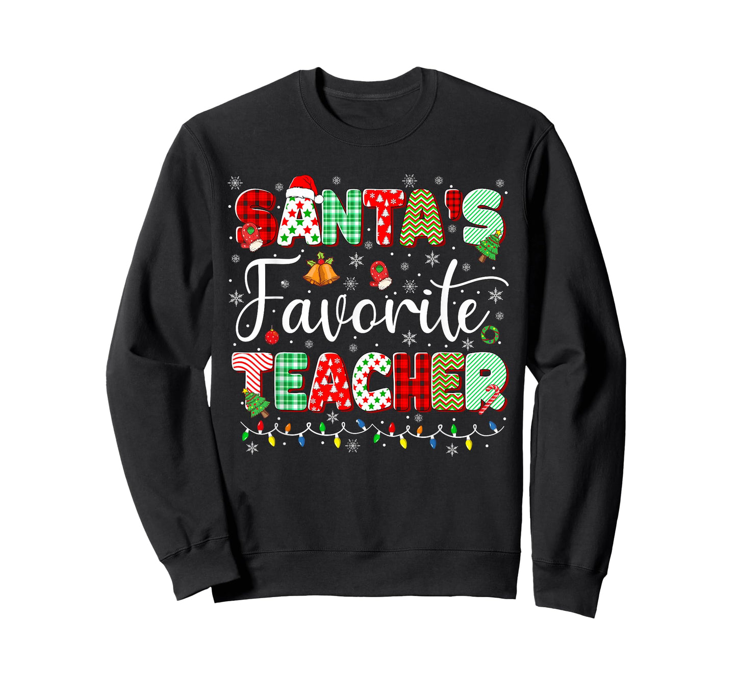 Santas Favorite Teacher Christmas Matching Xmas Men Women T-Shirt