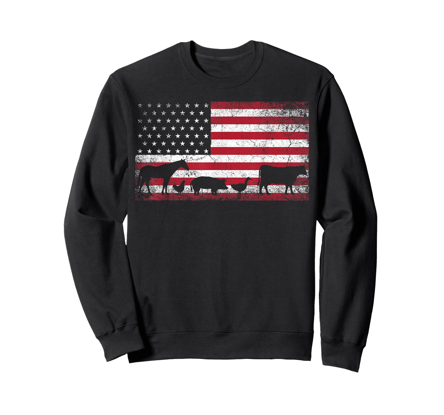 American Flag 4th of July Chicken Horse Cow Pig Farm Gift T-Shirt