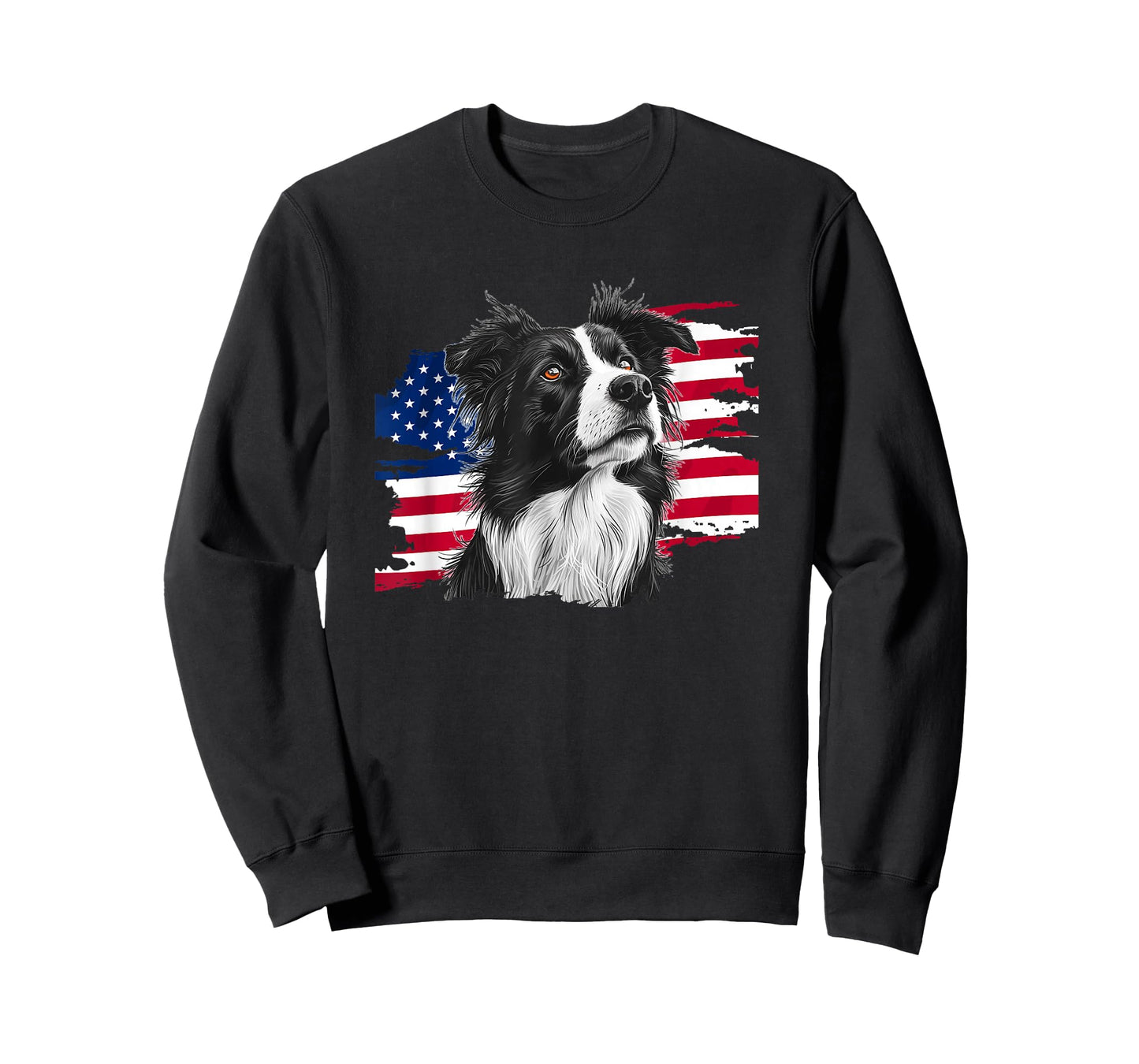 Patriotic USA Flag July 4th Independence Border Collie Lover T-Shirt