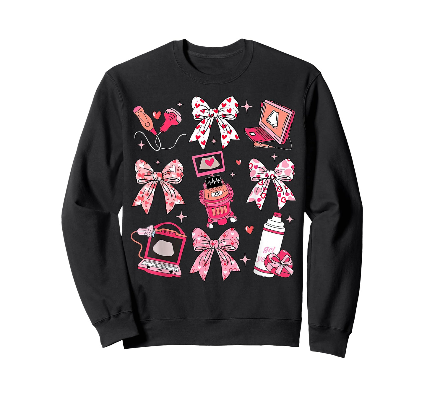 Coquette Bow Sonographer Valentine Ultrasound Tech OB Tech T-Shirt