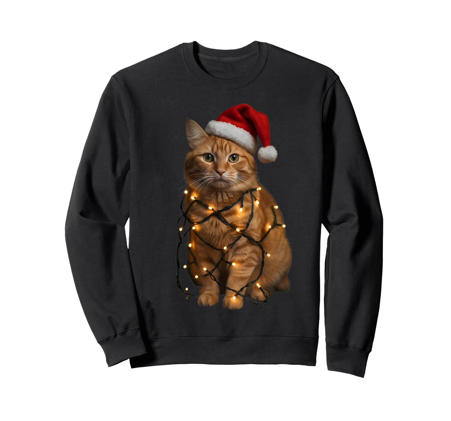 Orange Tabby Cat Christmas Lights Funny Santa Holiday Cats T-Shirt