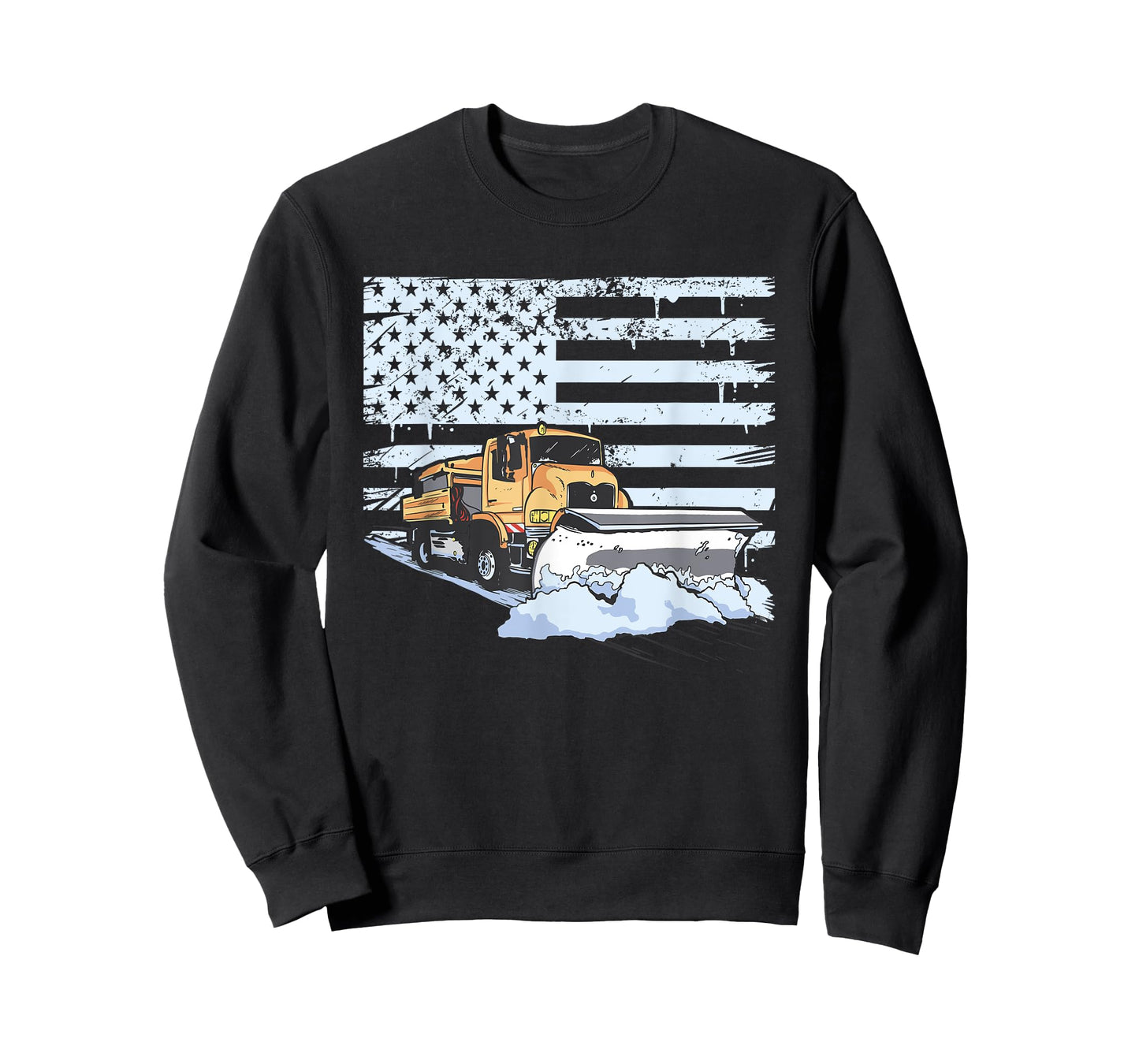 Snow Plow Truck Us Flag Snow Plow Driver T-Shirt