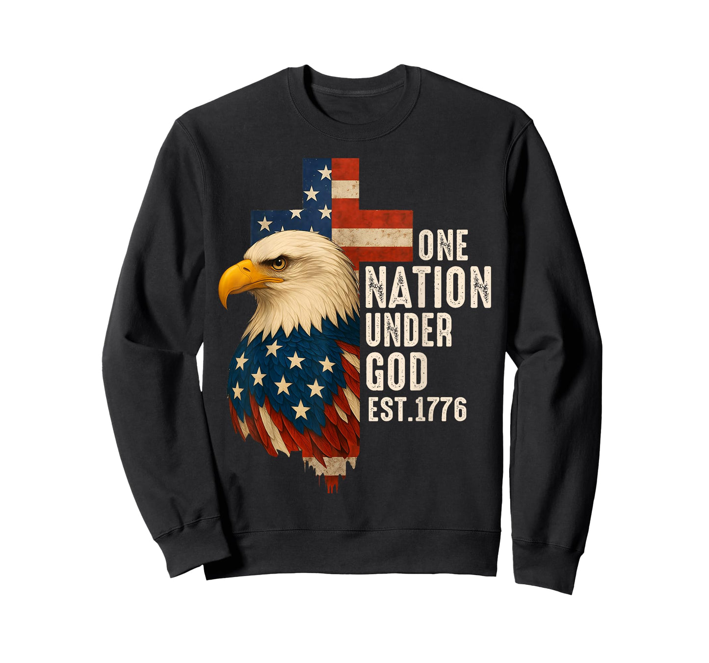 One Nation Under God Flag 4th of July Patriotic Christian T-Shirt