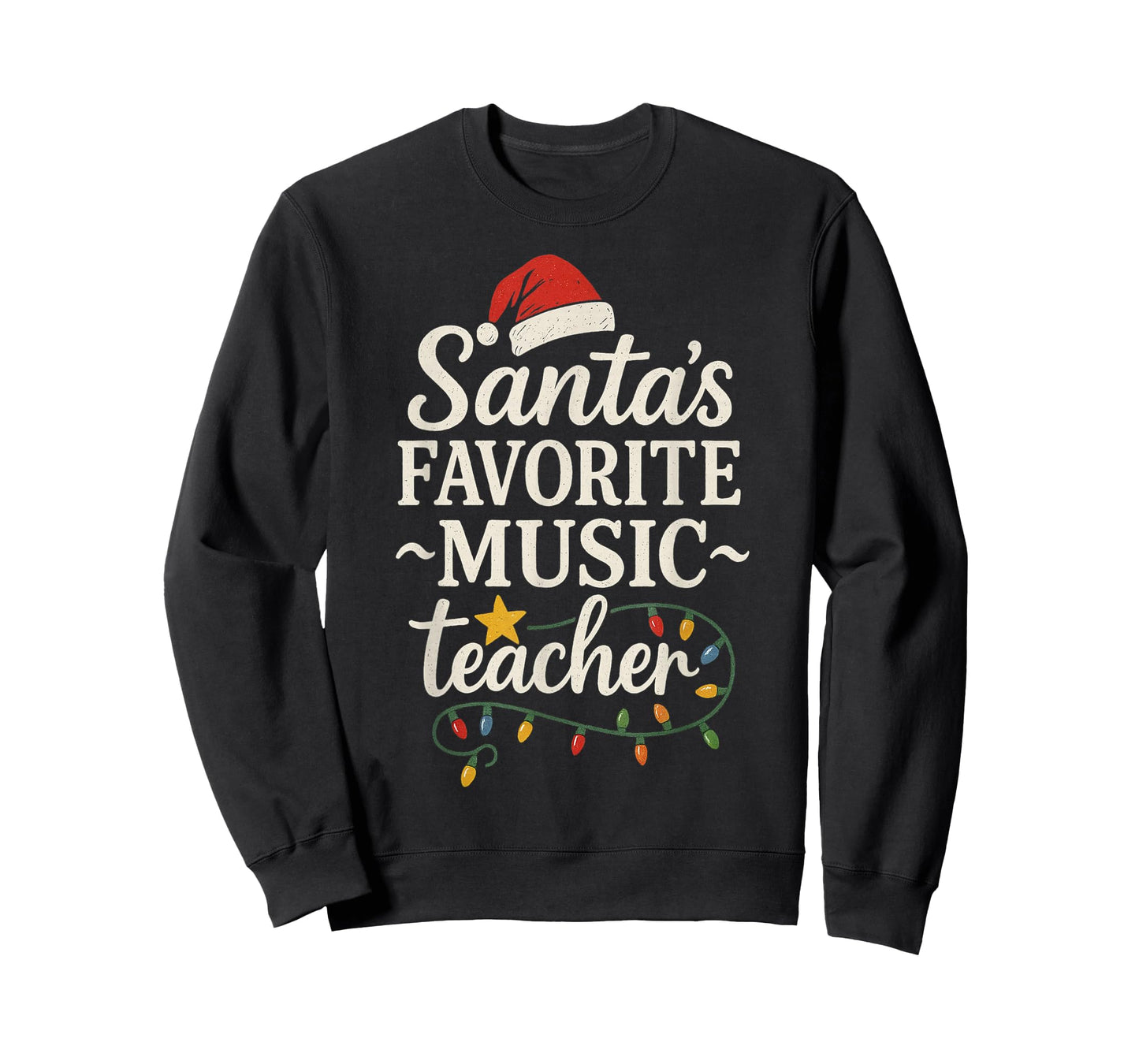 Merry Christmas Lights Santa's Favorite Music Teacher T-Shirt