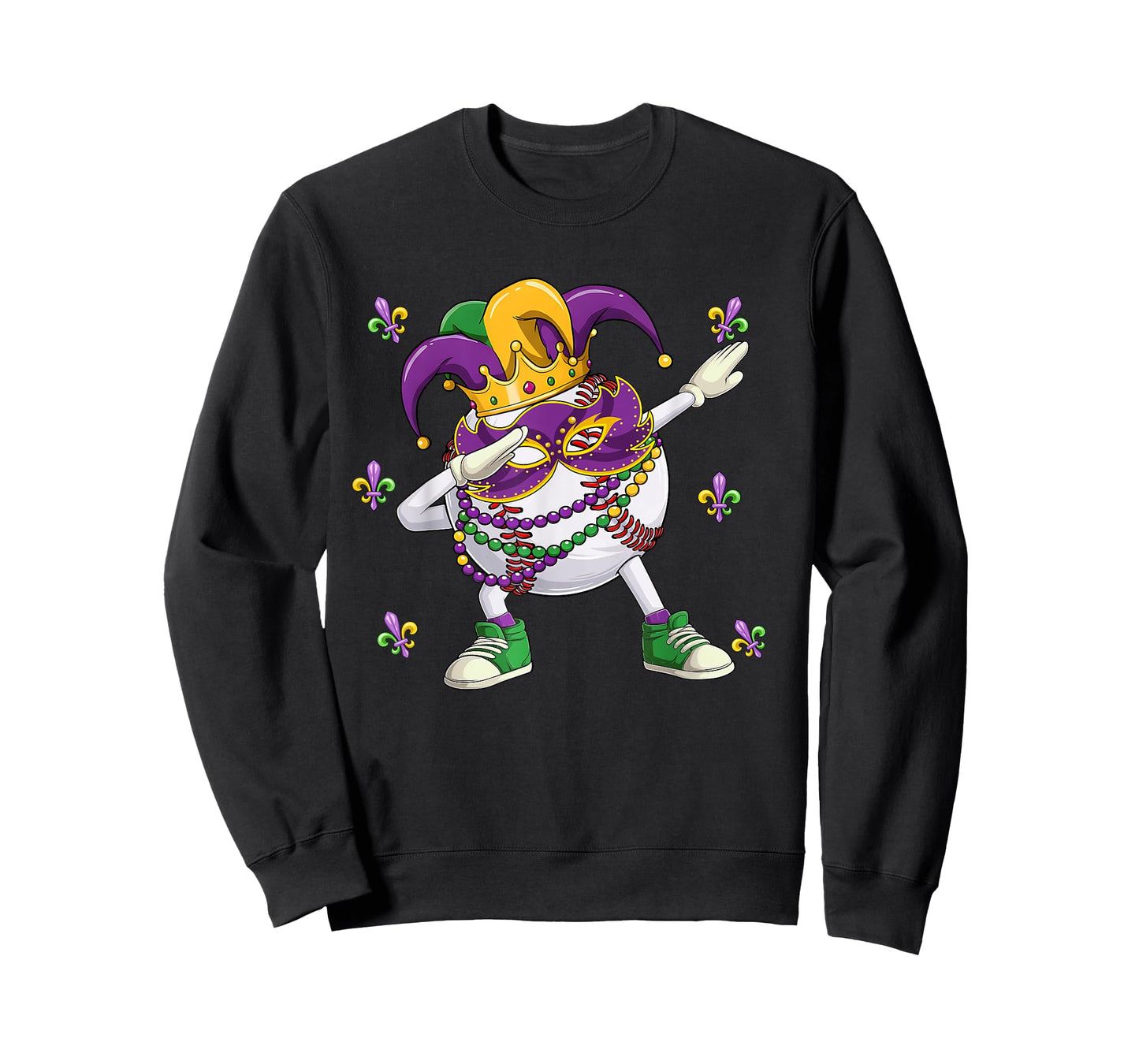 Baseball Mardi Gras Party Boys Girls Kids dabbing Baseball T-Shirt