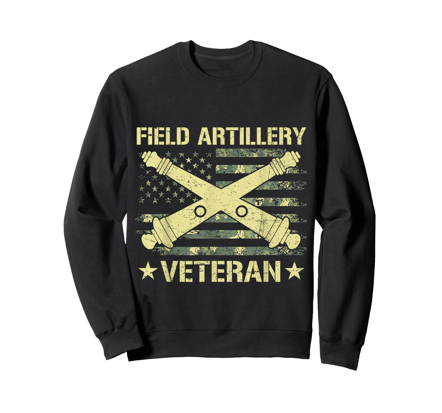 Field Artillery Veteran Flag American Camouflage US Military T-Shirt
