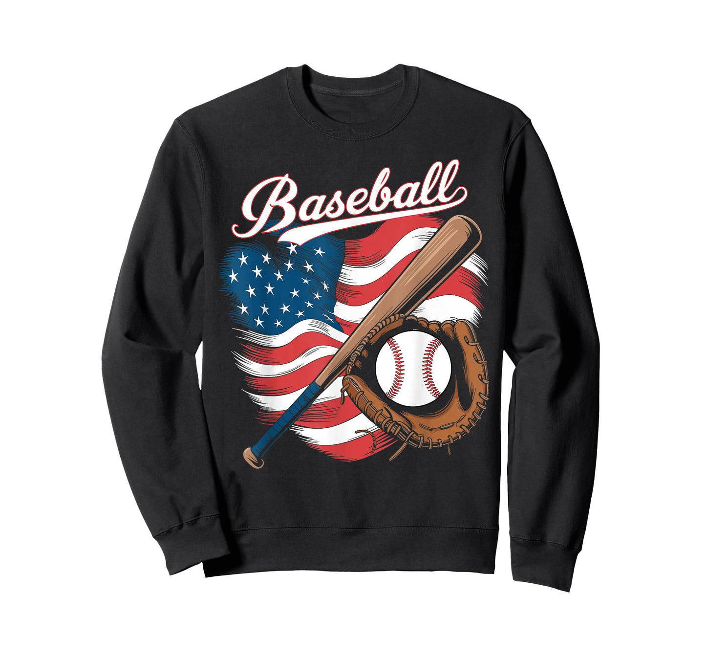 American Flag Baseball Player Bat Fan Catcher Pitcher USA T-Shirt