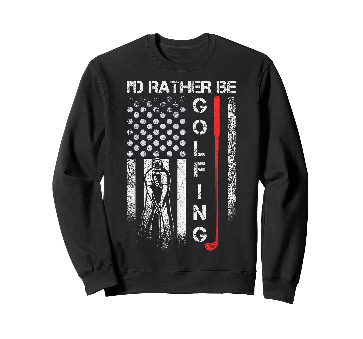 Vintage USA Flag I'd Rather Be Golfing, Golf Player Lover T-Shirt