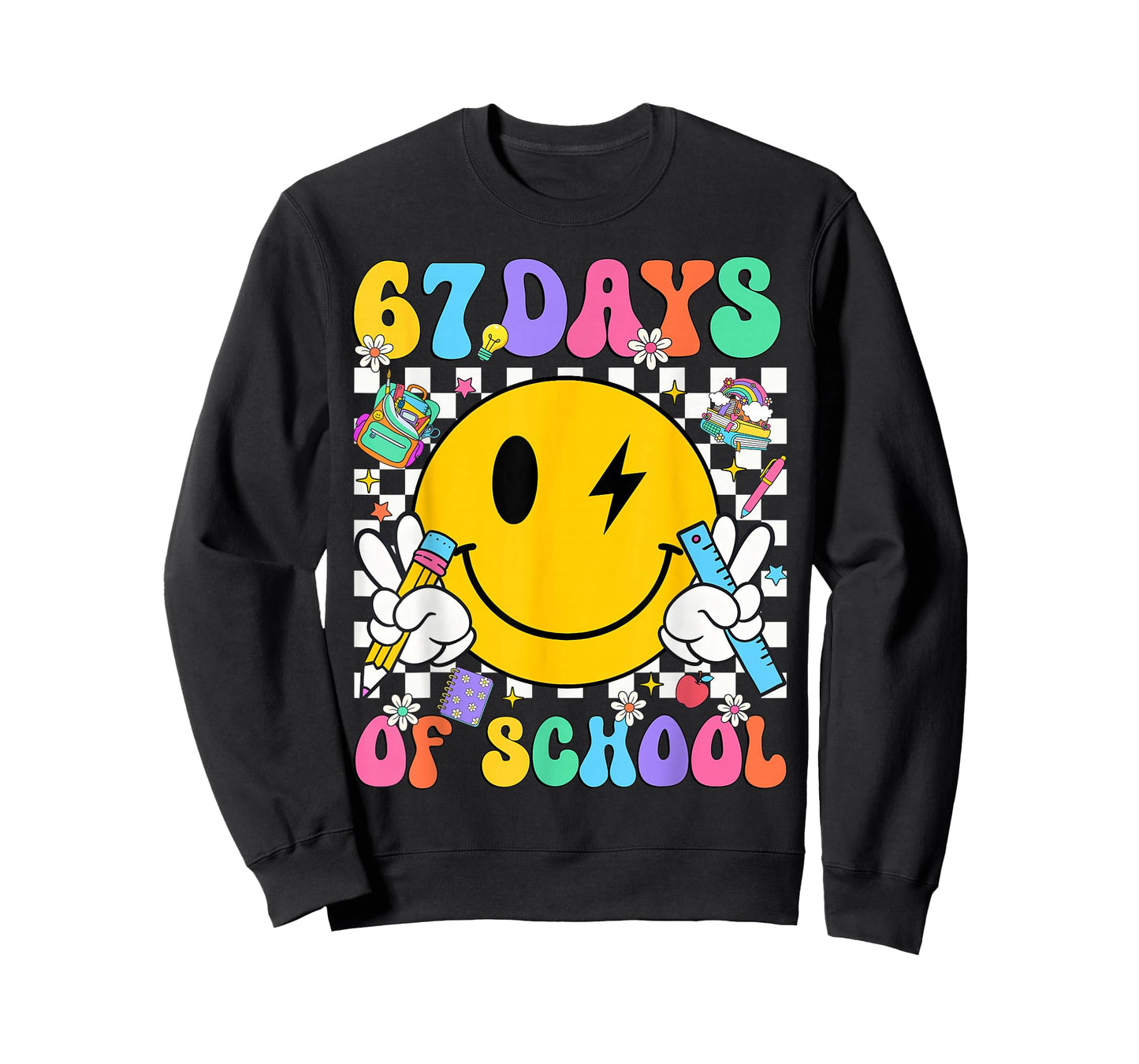 67 Days of School Smile Face 67 Days Smarter Teacher Kids T-Shirt