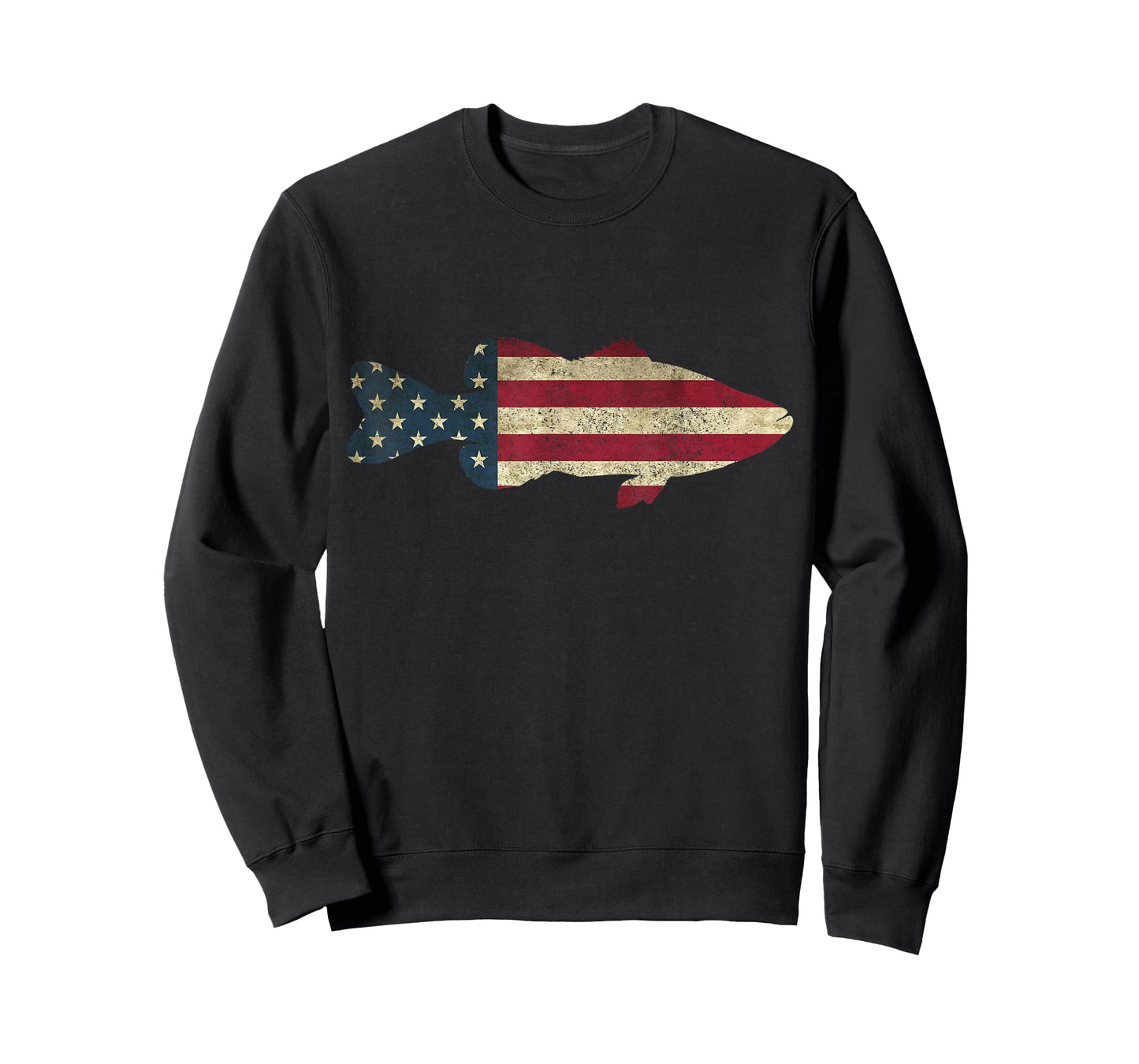 Bass Fishing American Flag Vintage Patriotic Angler T-Shirt