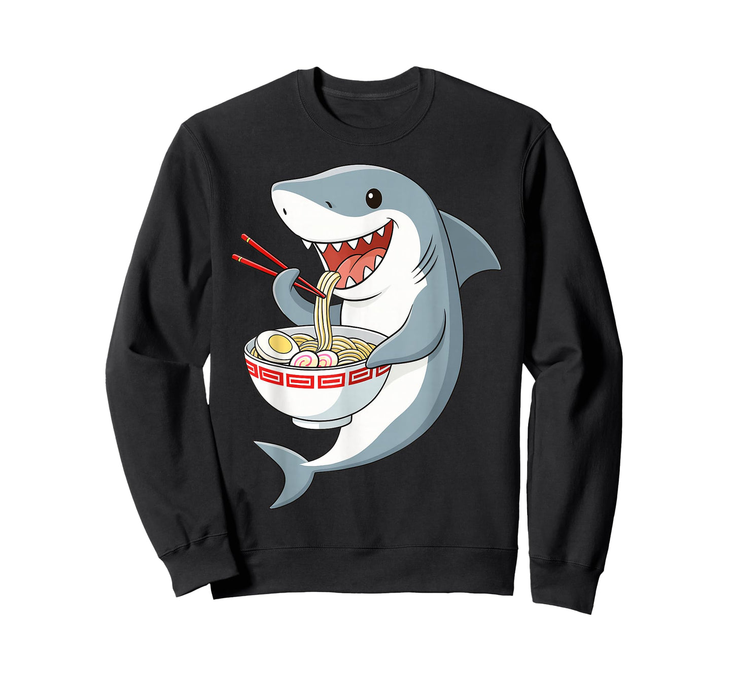 Anime Kawaii Shark Eating Ramen Noodle Gifts Men Women Kid T-Shirt