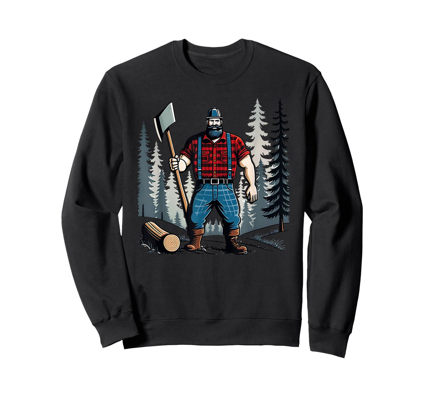 American Lumberjack Folk Hero Paul Bunyan Chopping Wood in The Forest Unisex T-Shirt