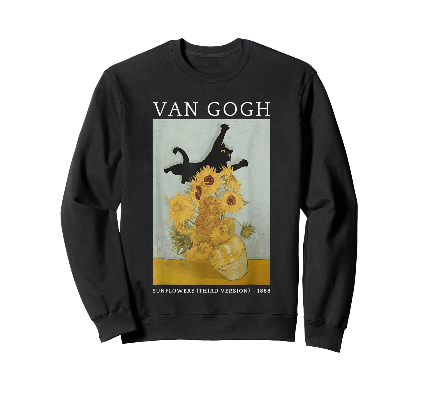 Funny Van Gogh Sunflowers Cat Meme Van Gogh Art Graphic T-Shirt for Men Women Kids