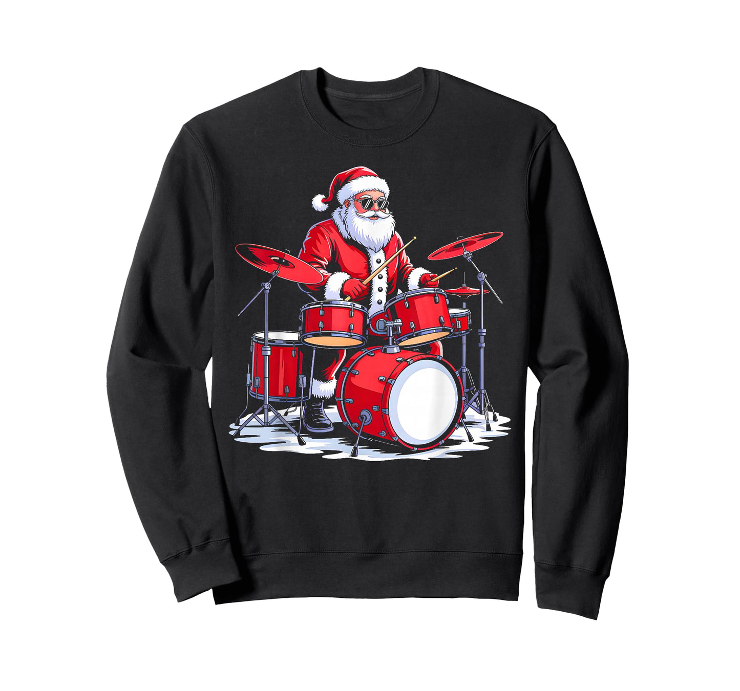 Drummer Santa Christmas Music Men Boys Funny Xmas Pajamas T-Shirt