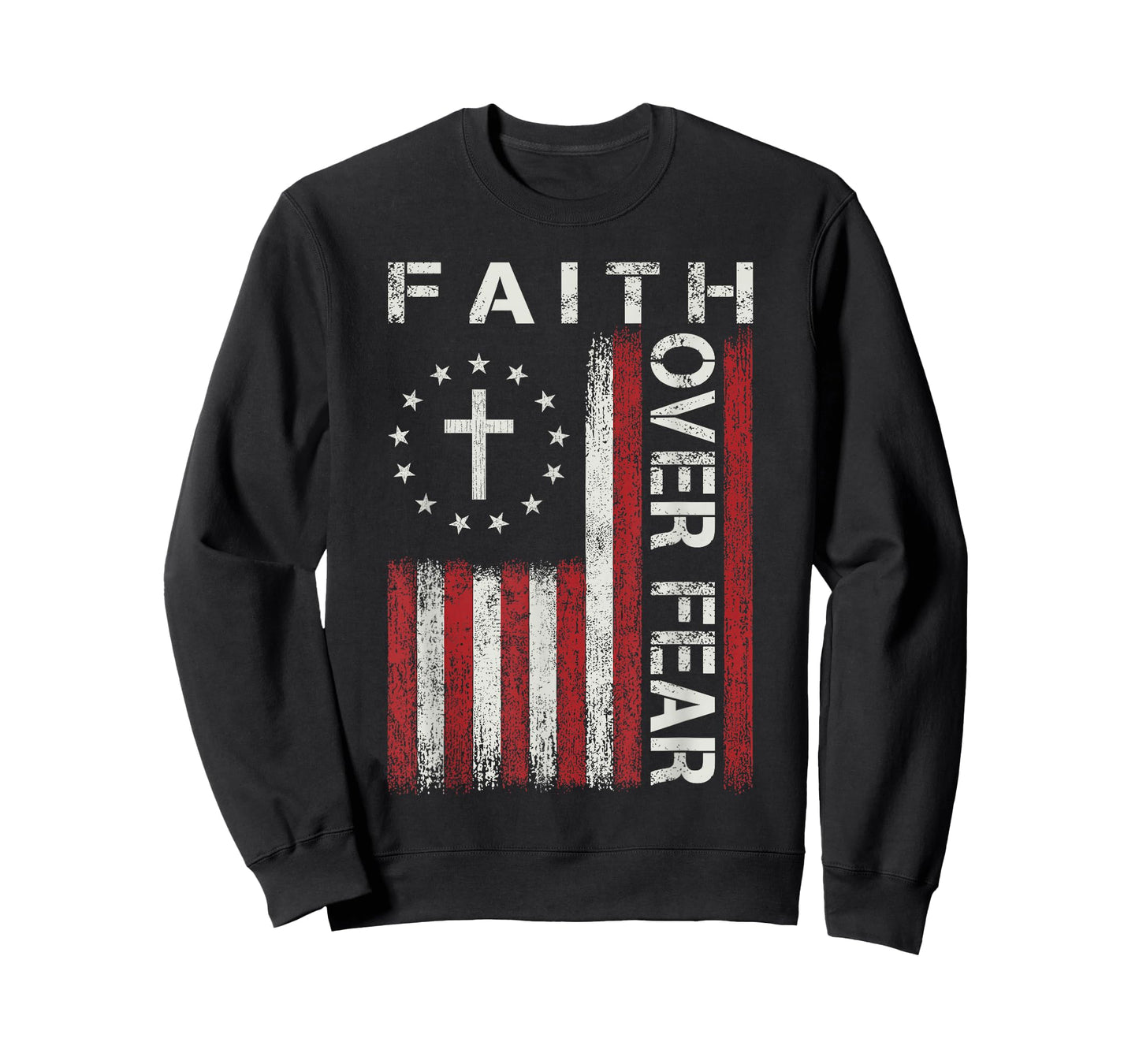 Faith Over Fear God Jesus Christian Bible Cross Religious T-Shirt
