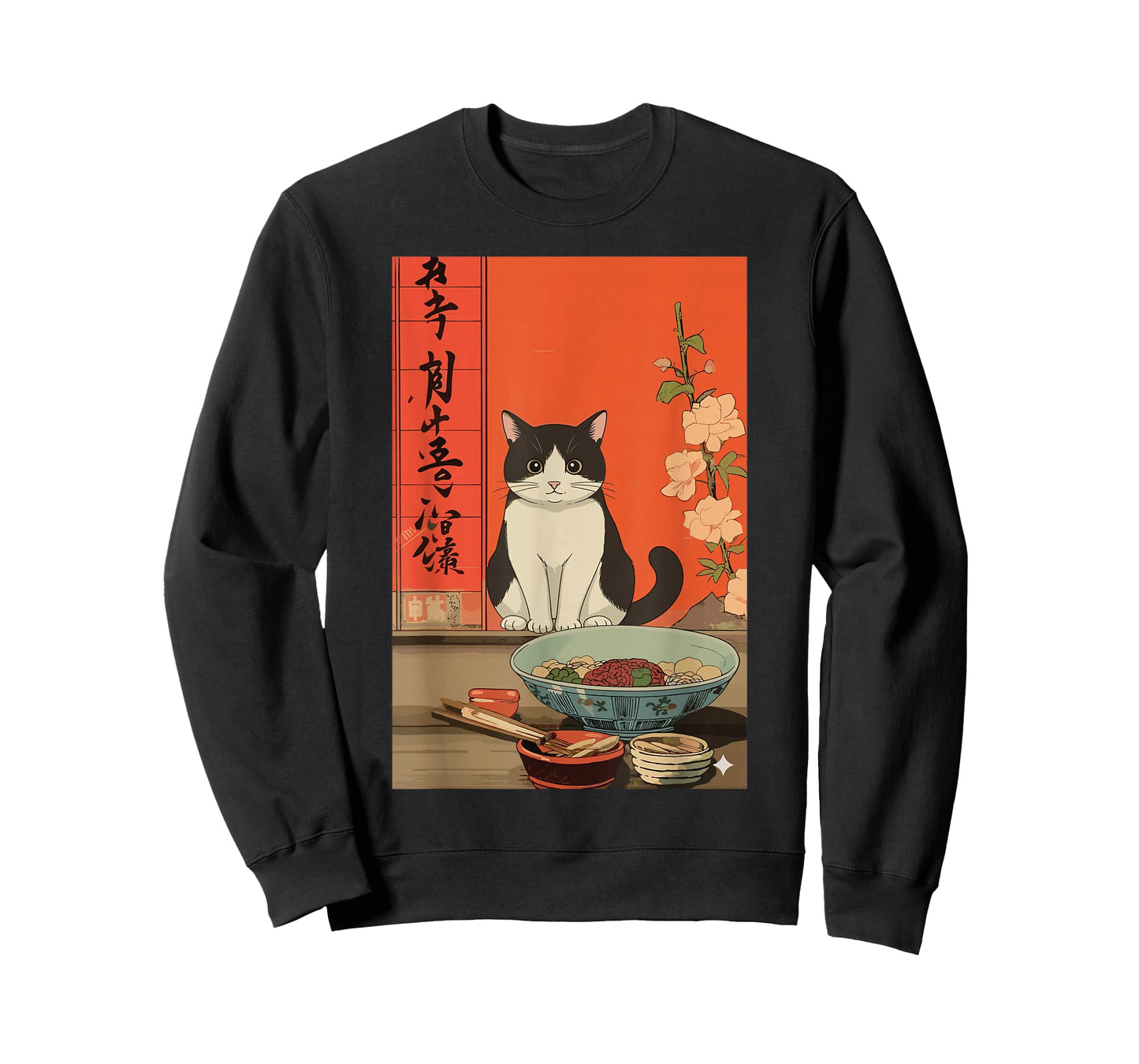 Funny Japanese Cat Ramen Kawaii Animal Anime Art T-Shirt
