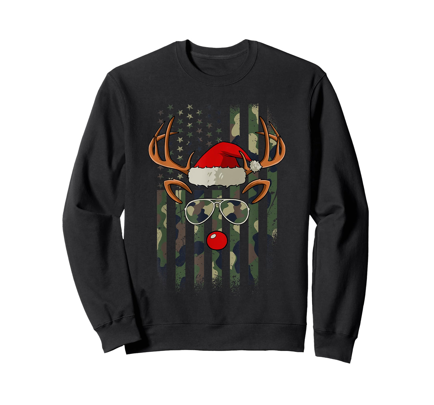 Reindeer Camo American Flag Christmas Pajama X-Mas Veteran T-Shirt