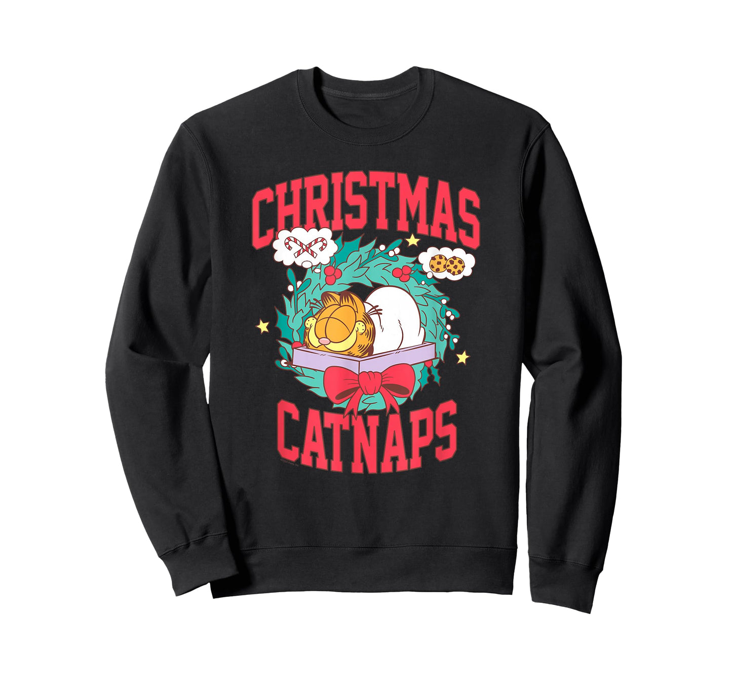Garfield Christmas Catnaps Wreath Cute Holiday Cat T-Shirt