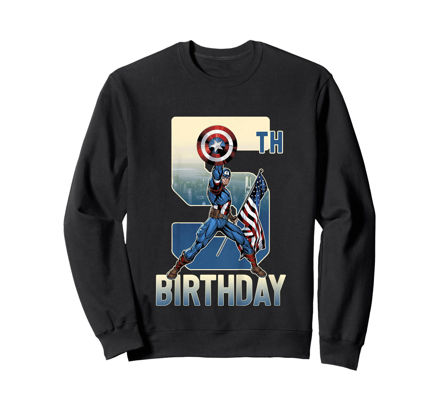 Kids Marvel Avengers Classic Captain America Epic 5th Birthday T-Shirt