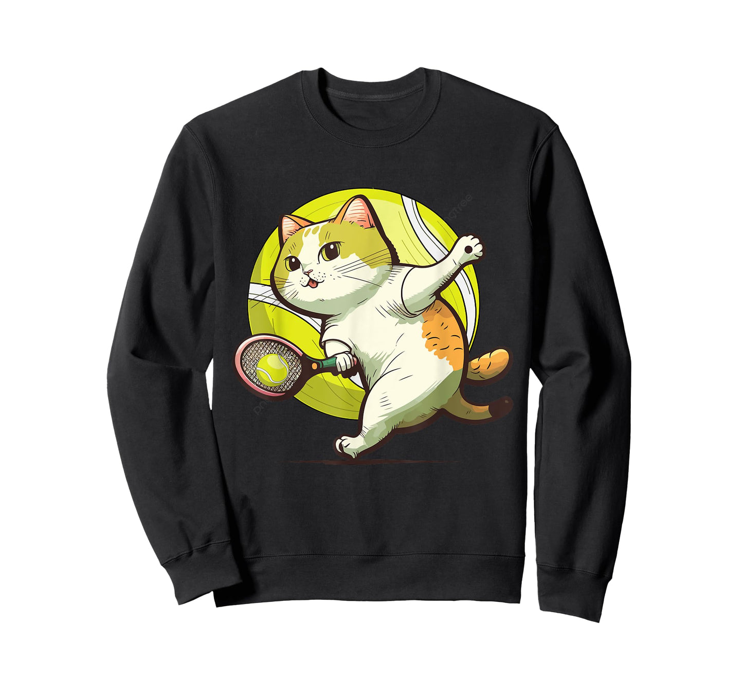 Funny Tennis Racket Cat Playing Tennis T-Shirt for Men Women Kids