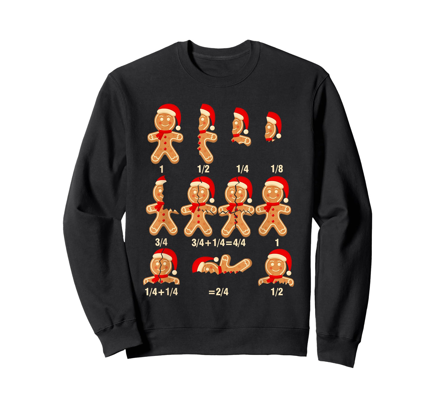 Christmas Math Teacher Equation Gingerbread With Santa Hat Men Women T-Shirt