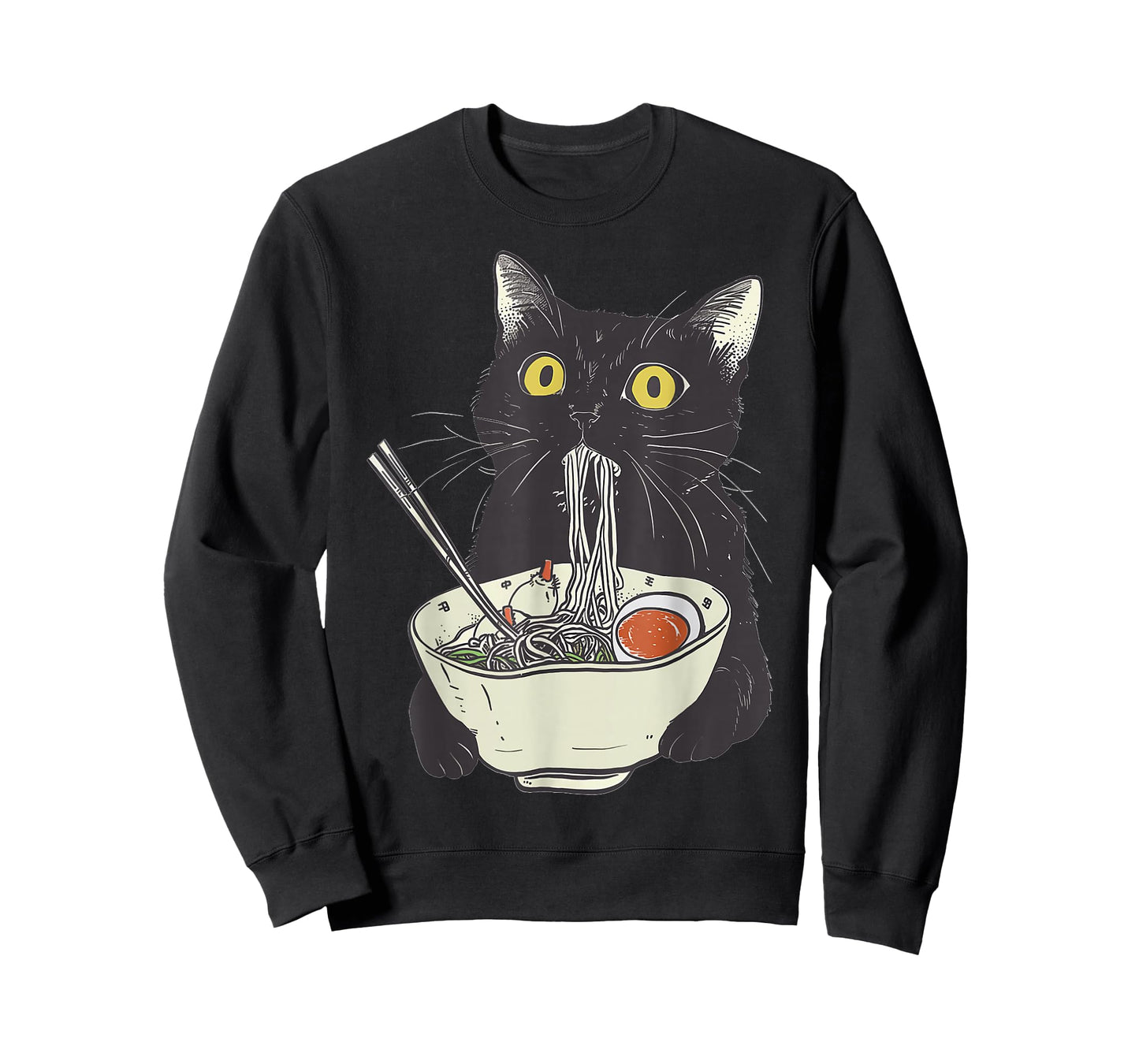 Japanese Cat Funny Cat Eating Ramen Vintage Japanese Noodles T-Shirt