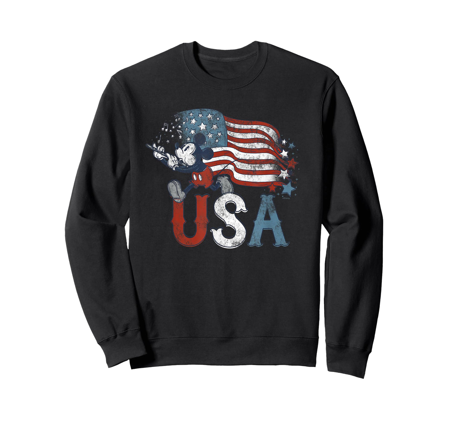 Disney Mickey Mouse with Flute America USA Flag 4th of July T-Shirt