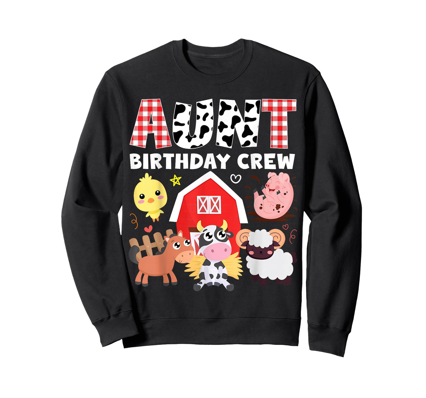 Cow Aunt Birthday Crew Farm Theme Animals Birthday Party Kid T-Shirt