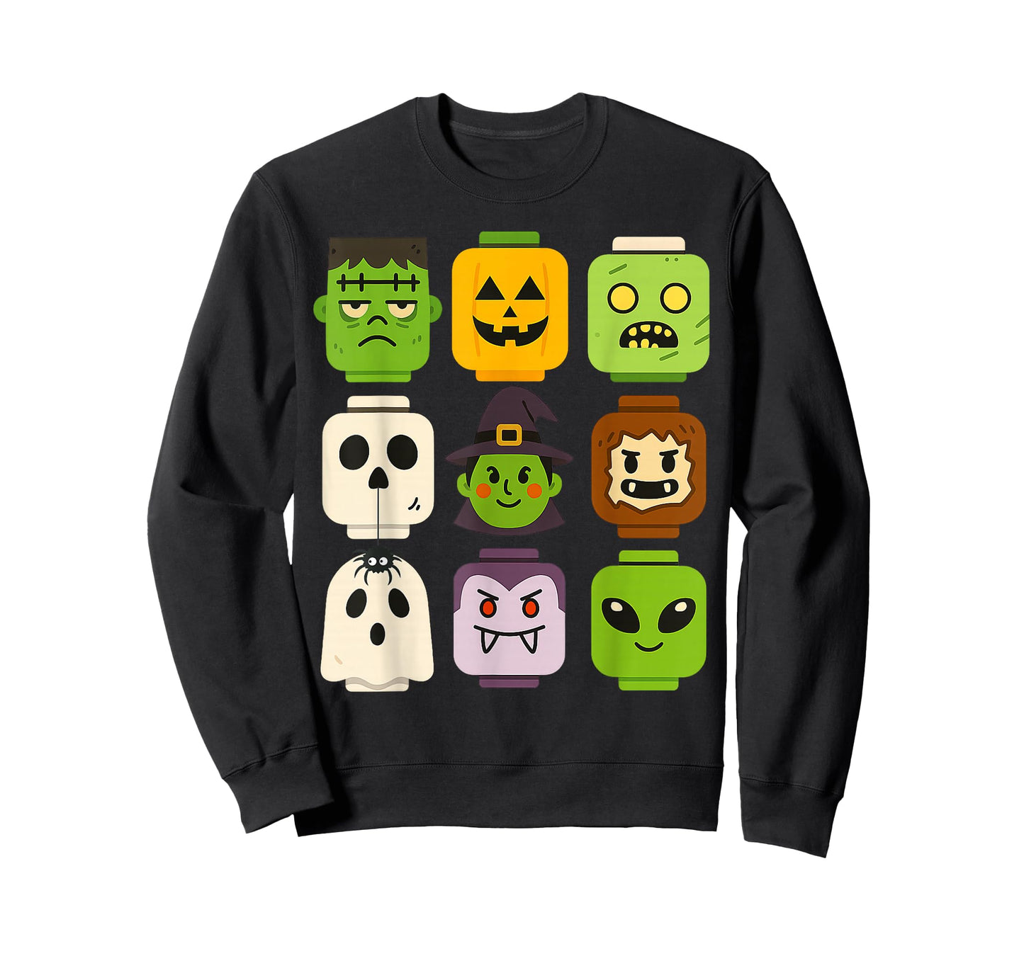 Halloween Building Brick Head Pumpkin Ghost Zombie Boys T-Shirt