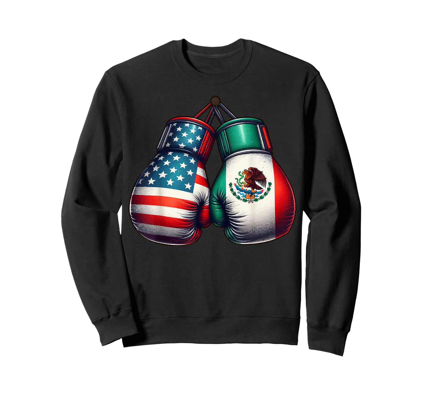 Vintage Style Boxing Gloves with USA and Mexican Flags Great T-Shirt