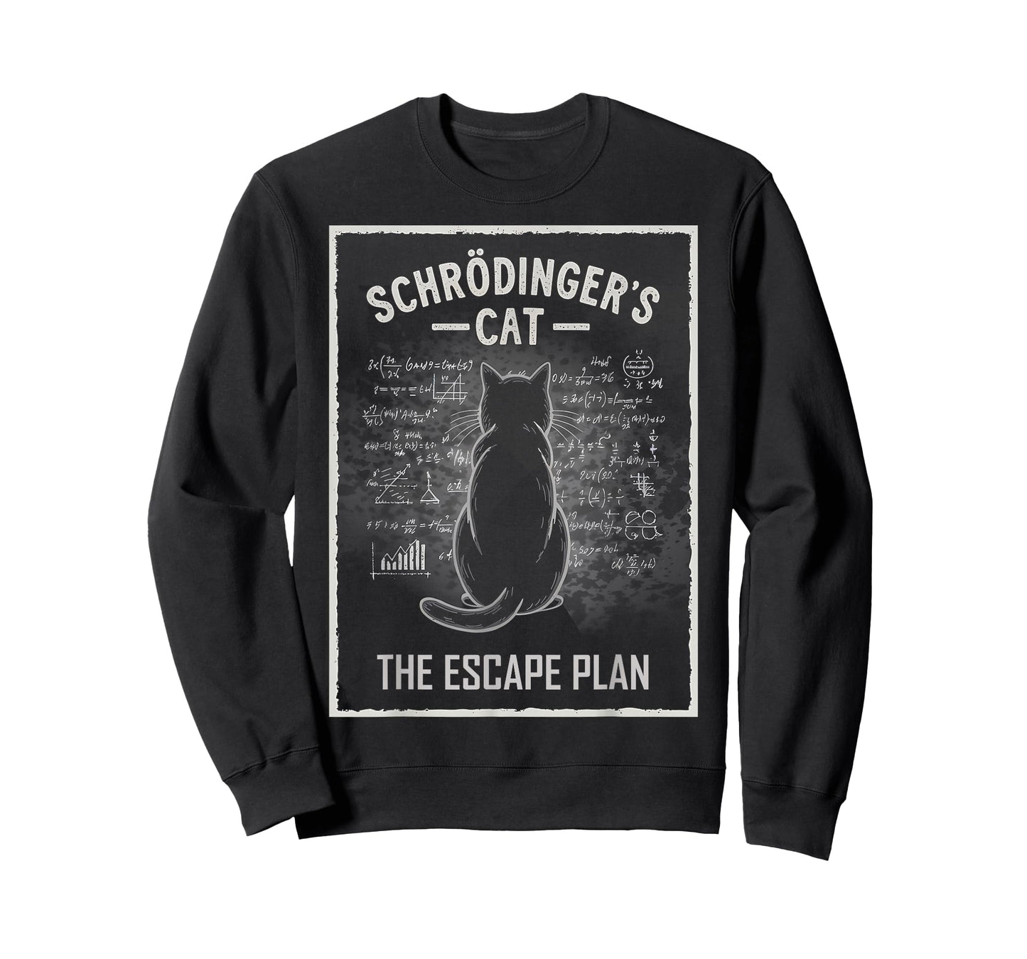 Schrödinger's Cat Escape Plan Science Design T-Shirt for Men Women Kids