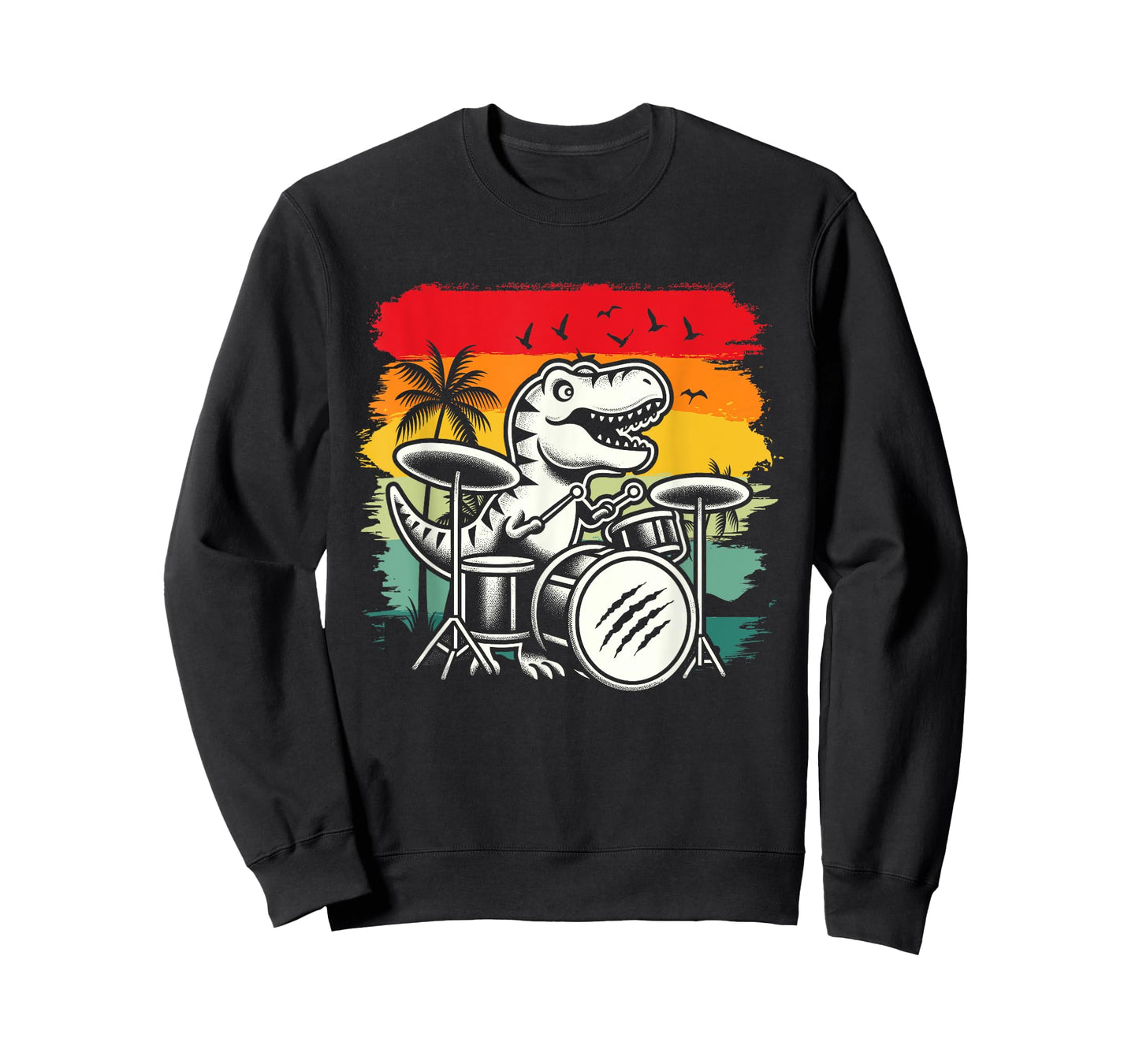 T Rex Dino Drum Dinosaur Music Drummer Vintage Boys Men Kids T-Shirt