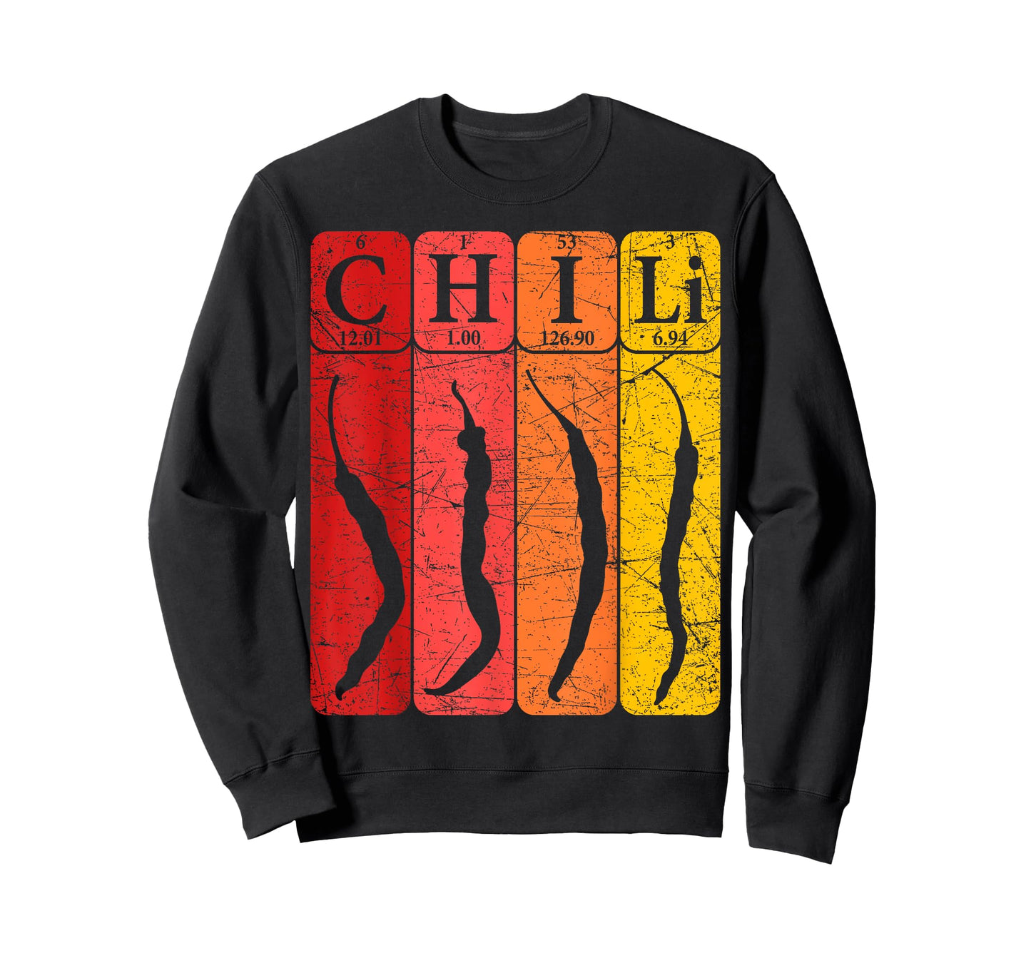 Chili Periodic Table Elements Chili Pepper Spicy Food Retro T-Shirt