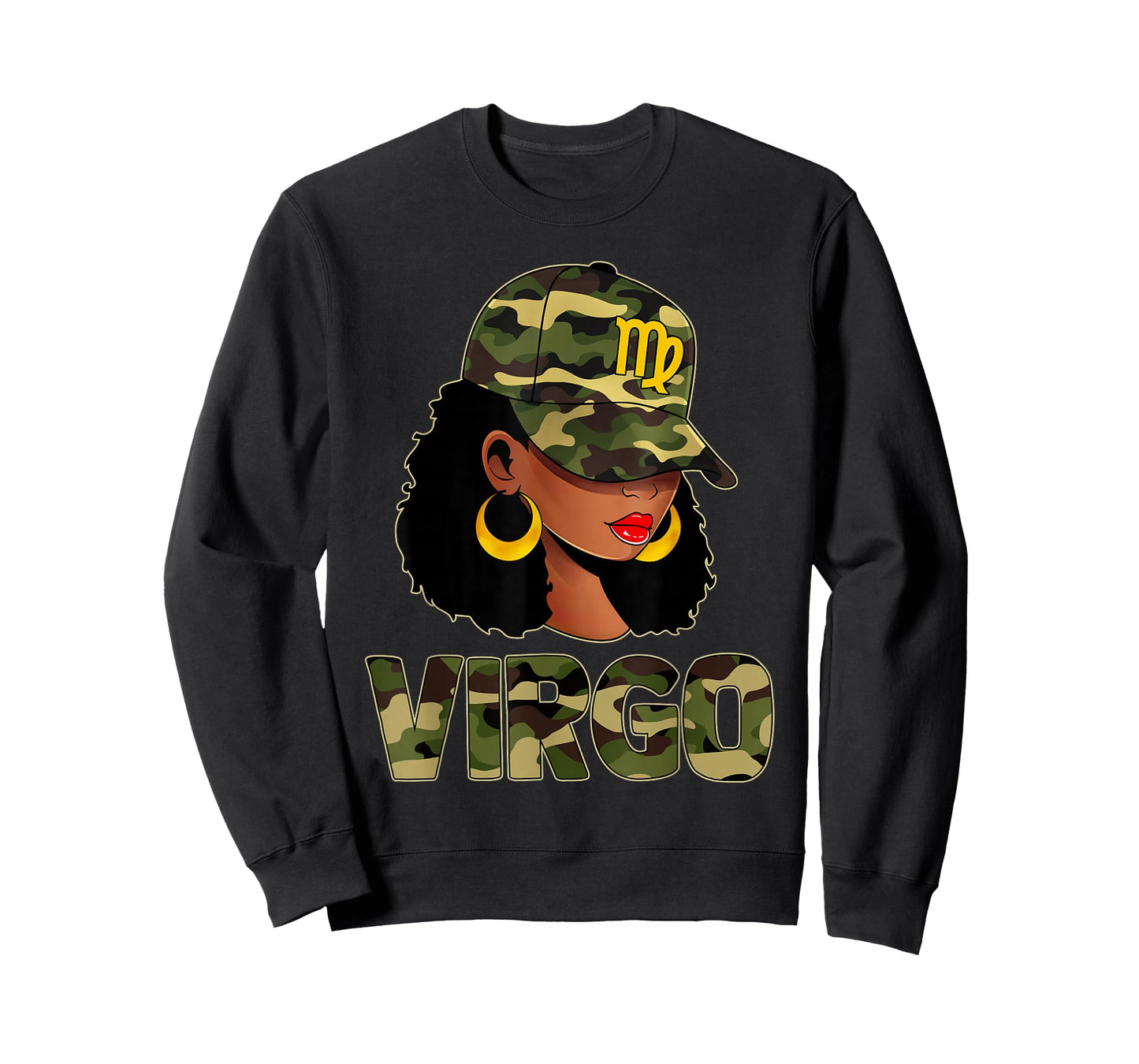 Virgo Queen Camouflage Black Woman Cap Zodiac Sign T-Shirt