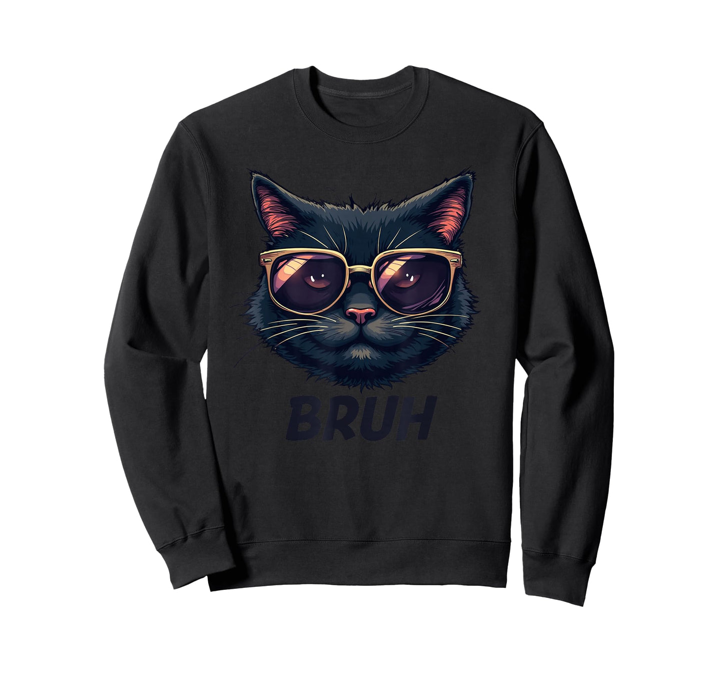 Meme saying Black Cat BRUH sunglasses for kids Men teens T-Shirt